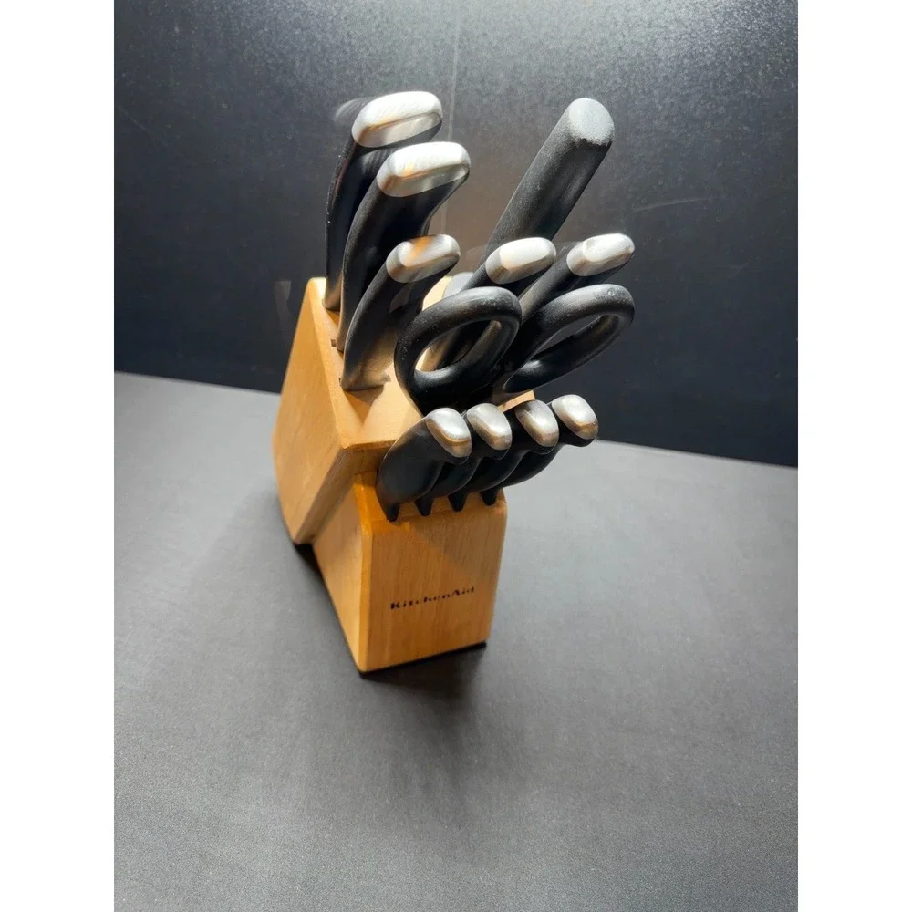 KitchenAid 12 Pc Knife Block Set Chef Utility Steak Knives Scissors Sharpener